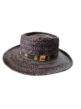Dorfman Pacific Scala Handwoven Straw Fedora With Pineapple & Palm Tree Band